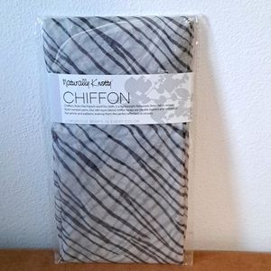 Naturally Knotty Silk Chiffon white black floral luxurious wrap scarf.